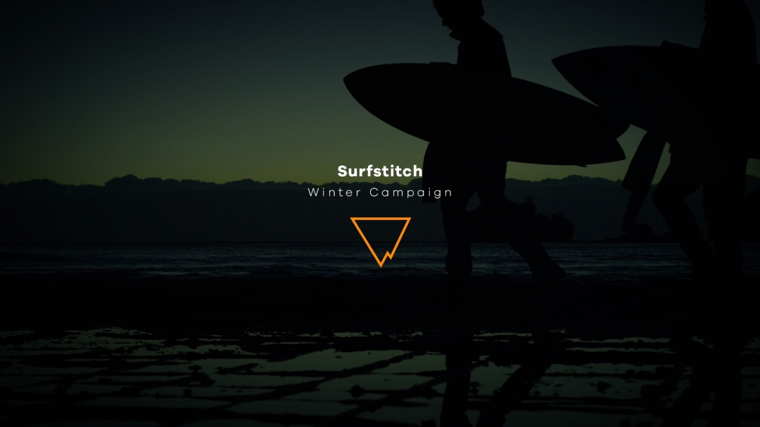 Surfstich winter social media campaign surfers at sunrise